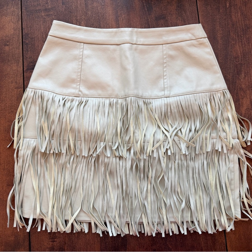 Leather Fringe Women's Skirt